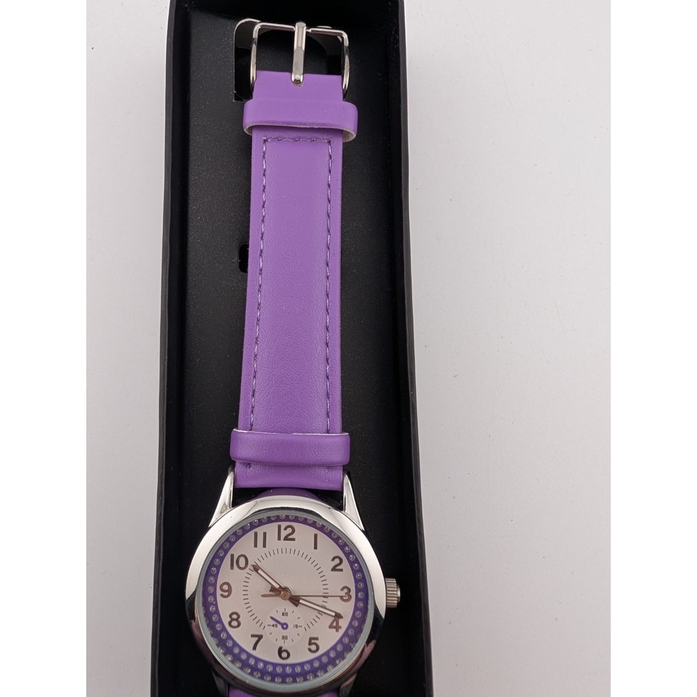 Avon 2016 Pop of Color Strap Watch Women Purple 32mm Case w/ Box New Battery - Picture 2 of 12